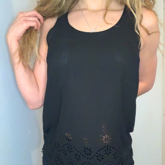 BLUENOTES - Floral Cut Out Bottom Racerback Tank - Picture 2 of 3